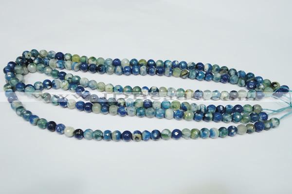 CAG4805 15 inches 6mm faceted round fire crackle agate beads