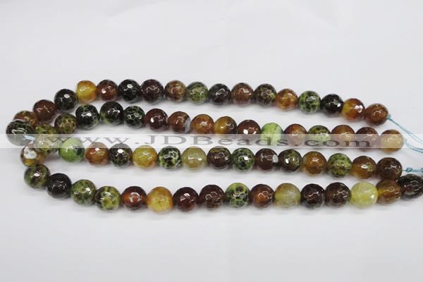 CAG4844 15 inches 12mm faceted round dragon veins agate beads