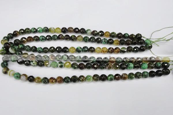 CAG4852 15 inches 8mm faceted round dragon veins agate beads