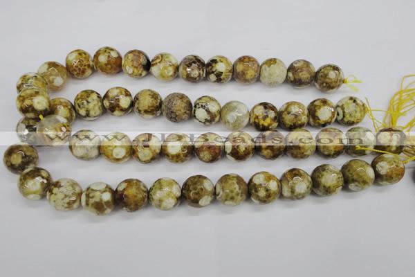 CAG4866 15 inches 16mm faceted round dragon veins agate beads