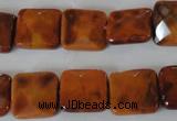 CAG4877 15 inches 14*14mm faceted square fire crackle agate beads