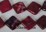 CAG4883 15 inches 14*14mm faceted diamond fire crackle agate beads