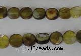 CAG4890 15 inches 8mm faceted coin fire crackle agate beads