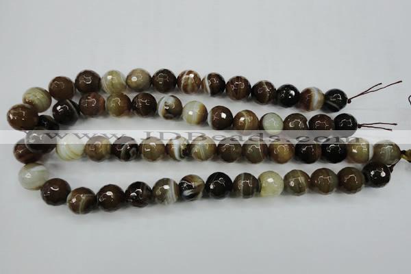 CAG5109 15.5 inches 12mm faceted round line agate beads wholesale