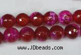 CAG5183 15 inches 10mm faceted round fire crackle agate beads