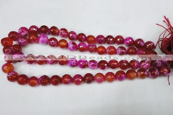 CAG5184 15 inches 12mm faceted round fire crackle agate beads