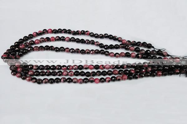 CAG5197 15 inches 6mm faceted round fire crackle agate beads