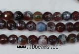 CAG5206 15 inches 6mm faceted round fire crackle agate beads