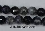 CAG5228 15 inches 10mm faceted round fire crackle agate beads