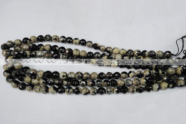 CAG5232 15 inches 10mm faceted round fire crackle agate beads