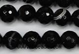 CAG5275 15.5 inches 12mm faceted round black line agate beads