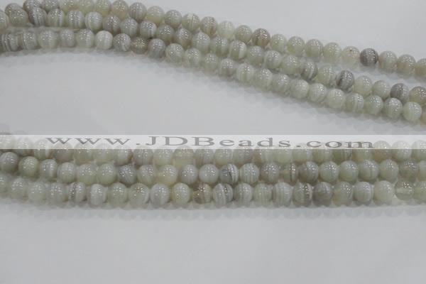 CAG5321 15.5 inches 6mm round grey line agate beads wholesale