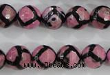 CAG5349 15.5 inches 12mm faceted round tibetan agate beads wholesale