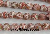 CAG5361 15.5 inches 8mm faceted round tibetan agate beads wholesale