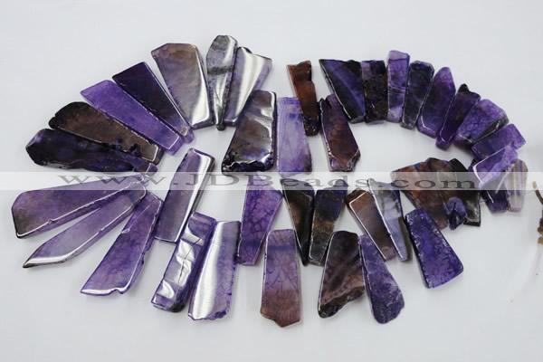 CAG5453 15.5 inches 12*28mm - 22*60mm freeform agate gemstone beads