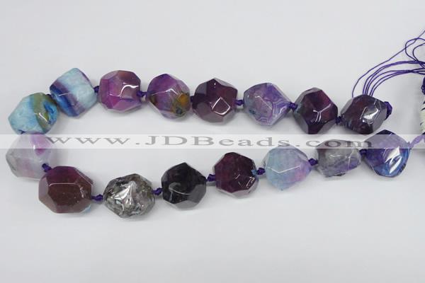 CAG5603 15 inches 22*25mm faceted nuggets agate gemstone beads