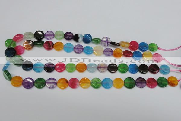 CAG5634 15 inches 12mm flat round dragon veins agate beads