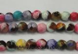 CAG5661 15 inches 4mm faceted round fire crackle agate beads