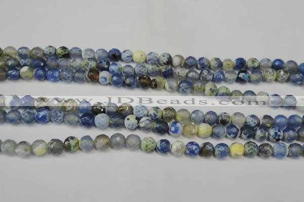 CAG5669 15 inches 6mm faceted round fire crackle agate beads