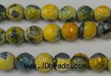 CAG5673 15 inches 6mm faceted round fire crackle agate beads