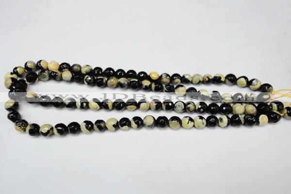 CAG5683 15 inches 8mm faceted round fire crackle agate beads