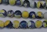 CAG5688 15 inches 8mm faceted round fire crackle agate beads