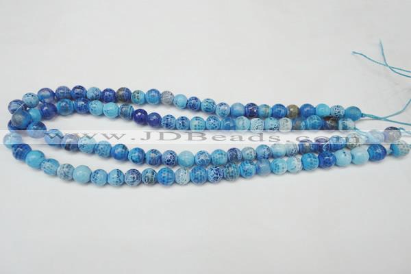 CAG5703 15 inches 8mm faceted round fire crackle agate beads