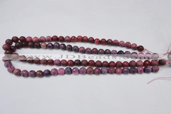 CAG5704 15 inches 8mm faceted round fire crackle agate beads