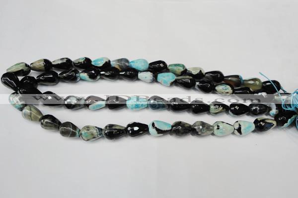 CAG5717 15 inches 10*14mm faceted teardrop fire crackle agate beads