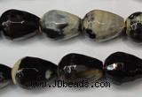 CAG5724 15 inches 12*16mm faceted teardrop fire crackle agate beads