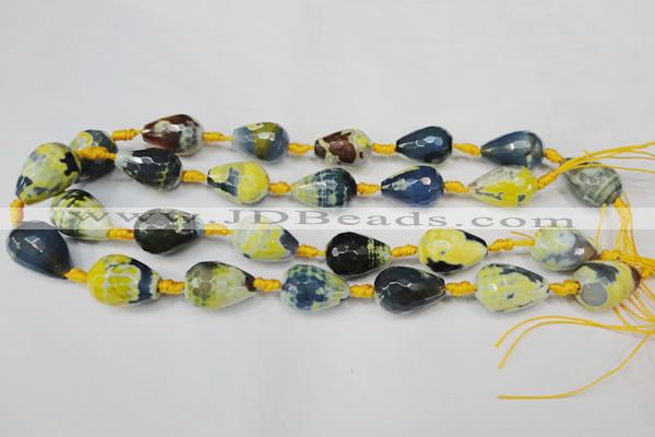 CAG5739 15 inches 15*20mm faceted teardrop fire crackle agate beads