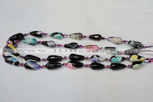 CAG5757 15 inches 10*20mm faceted teardrop fire crackle agate beads