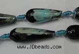 CAG5760 15 inches 10*30mm faceted teardrop fire crackle agate beads