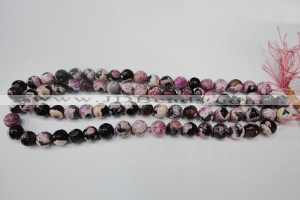 CAG5809 15 inches 10mm faceted round fire crackle agate beads