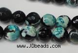 CAG5811 15 inches 10mm faceted round fire crackle agate beads