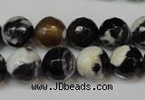 CAG5823 15 inches 12mm faceted round fire crackle agate beads