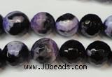 CAG5824 15 inches 12mm faceted round fire crackle agate beads