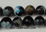 CAG5829 15 inches 12mm faceted round fire crackle agate beads