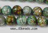 CAG5833 15 inches 12mm faceted round fire crackle agate beads