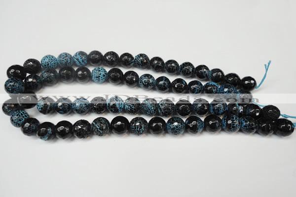 CAG5838 15 inches 12mm faceted round fire crackle agate beads