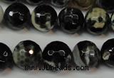 CAG5840 15 inches 14mm faceted round fire crackle agate beads