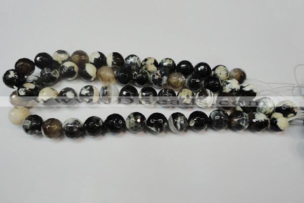 CAG5840 15 inches 14mm faceted round fire crackle agate beads