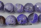 CAG5843 15 inches 14mm faceted round fire crackle agate beads