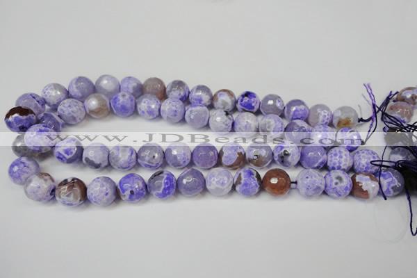 CAG5843 15 inches 14mm faceted round fire crackle agate beads