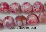 CAG5845 15 inches 14mm faceted round fire crackle agate beads