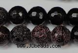 CAG5849 15 inches 14mm faceted round fire crackle agate beads