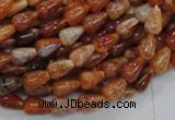 CAG592 15.5 inches 6*10mm teardrop natural fire agate beads