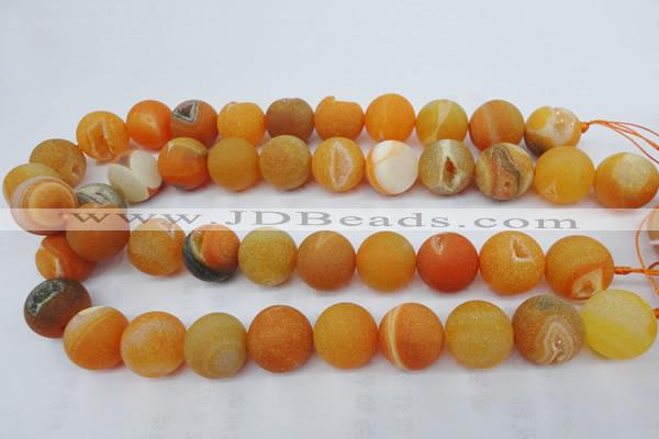 CAG5938 15 inches 18mm round matte druzy agate beads wholesale