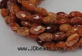 CAG598 15.5 inches 8*12mm faceted rice natural fire agate beads