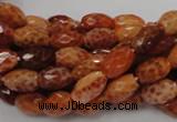 CAG599 15.5 inches 10*14mm faceted rice natural fire agate beads